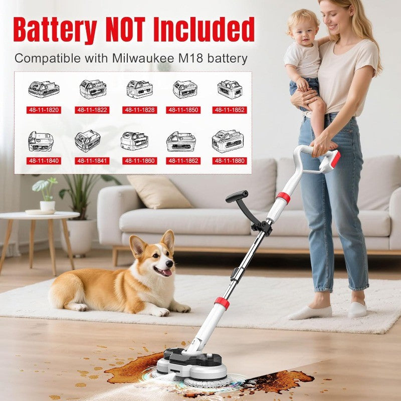 Electric Mop for Milwaukee M18 Battery (NO Battery), 2 In 1 Spin Mop